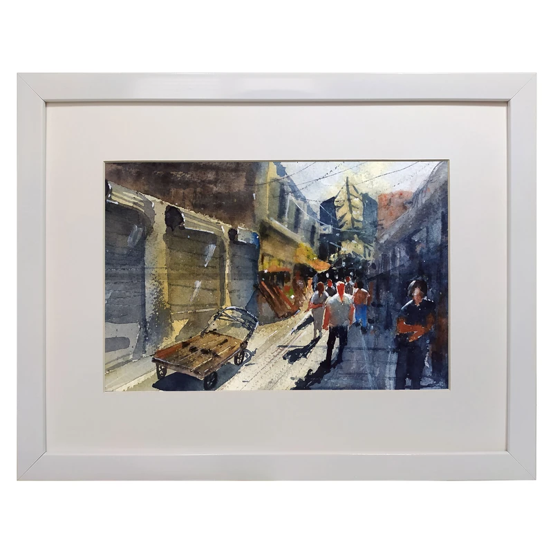 تابلو نقاشی آبرنگ طرح بازار تهران کد 123