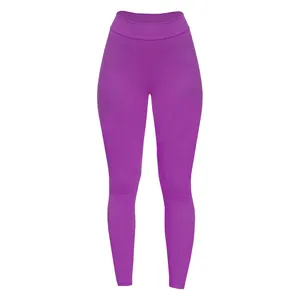 لگینگ ورزشی زنانه مدل کارگو پشت چین دار کد KAR2436-PU رنگ بنفش