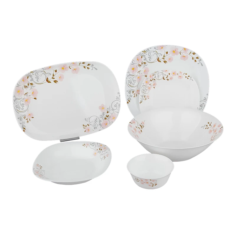 سرویس غذاخوری اوپال 26 پارچه 6 نفر لومینارک مدل کارین لاریس صورتی