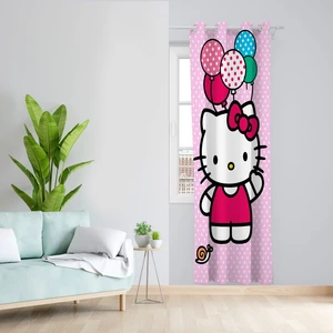 پرده مدل hello kitty مخمل پانچی کد 4833 سایز 140x200 سانتی متر