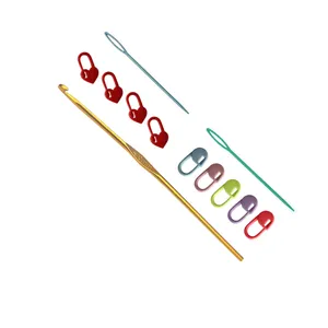 قلاب بافتنی مدل CO-4 به همراه سنجاق نشانه گذار بافتنی و سوزن دوخت کاموا مجموعه 12عددی 