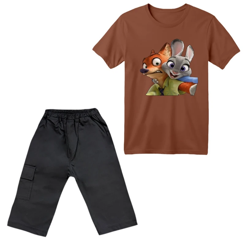 ست تی‌شرت آستین کوتاه و شلوارک پسرانه مدل زوتوپیا