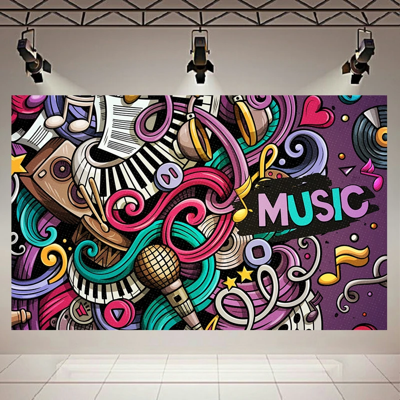 پوستر پارچه ای مدل چرم مخمل طرح موزیک music art کد AR2180