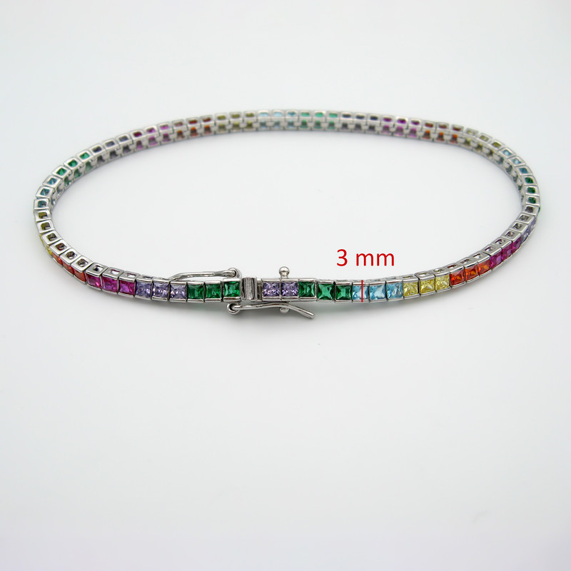 دستبند نقره زنانه مانچو مدل تنیسی رنگی کد bs026