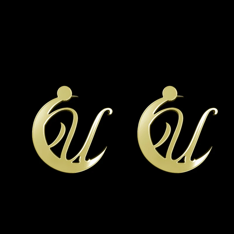 گوشواره طلا 18 عیار زنانه مدوپد مدل U حرف کد GA1-13698
