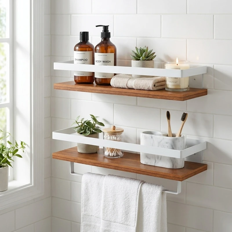 شلف دیواری مدل wooden-w بسته 2 عددی