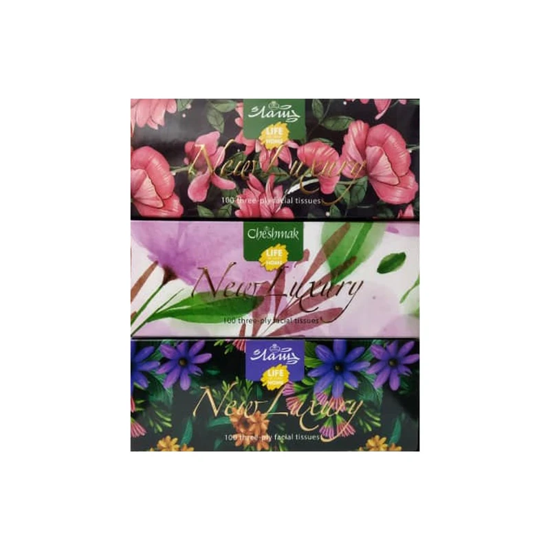 دستمال کاغذی 100 برگ چشمک مدل new luxury بسته 3 عددی