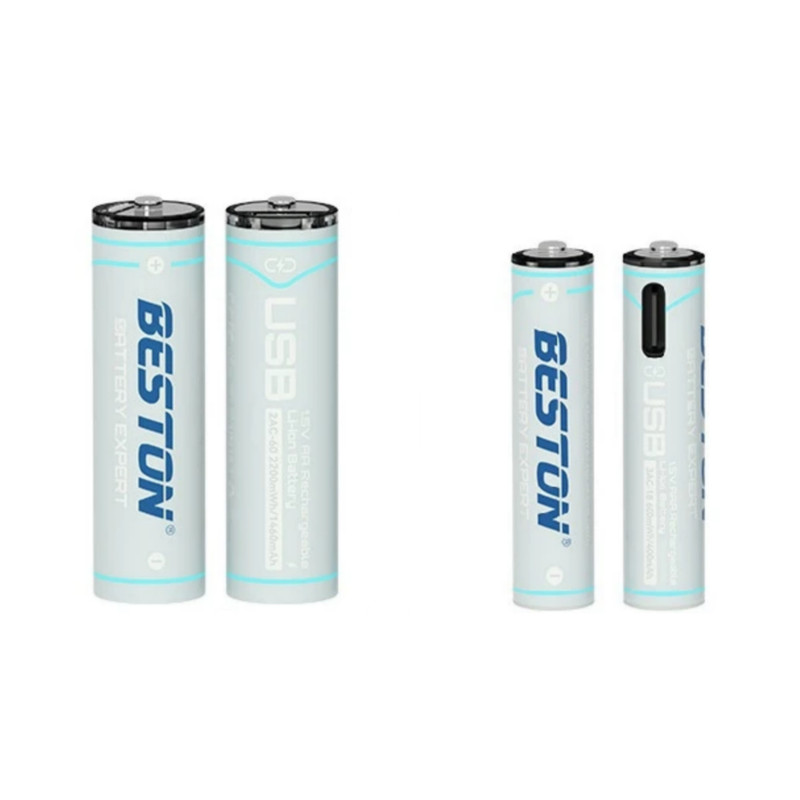 باتری قلمی و نیم قلمی قابل شارژ بستون مدل USB-TYPE C بسته 4 عددی