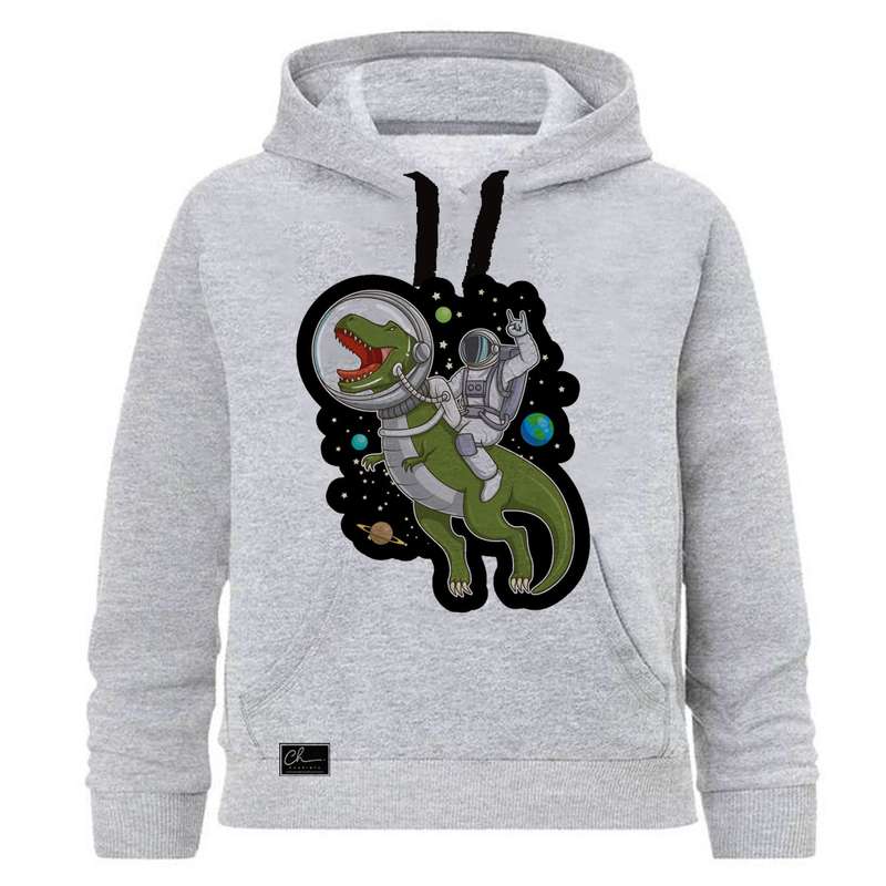 هودی پسرانه چاپیستا طرح دایناسور فضایی کد J07 رنگ طوسی