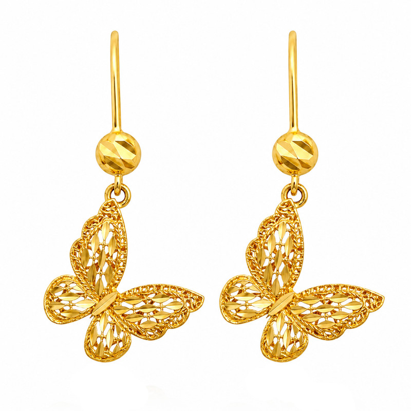گوشواره آویز طلا 18 عیار زنانه طلای معتمدی مدل پروانه