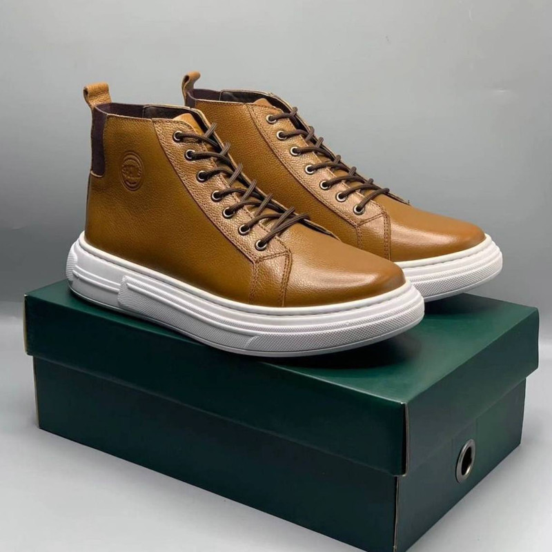 نیم بوت مردانه مدل چرم طبیعی کد Sh-p4 رنگ عسلی