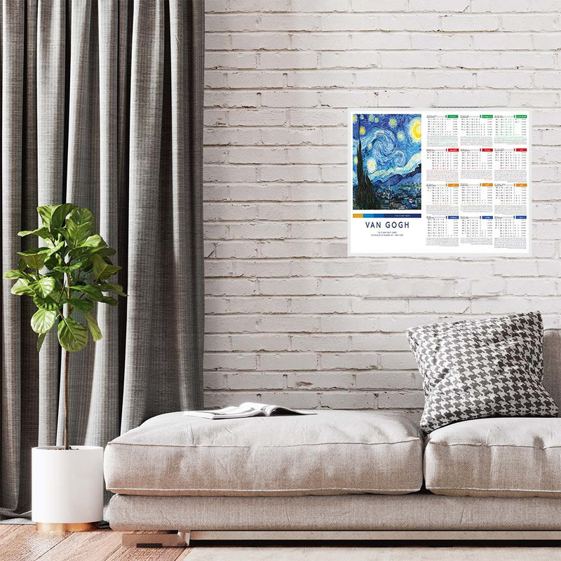 تقویم دیواری سال 1404 مدل A3 طرح ونگوگ کد 001