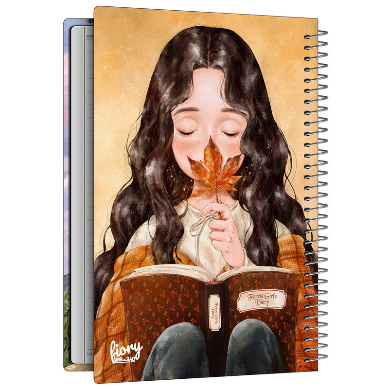 دفتر مشق 100 برگ مستر راد مدل دختر جنگل طرح پاییز کد Galaxy 2422