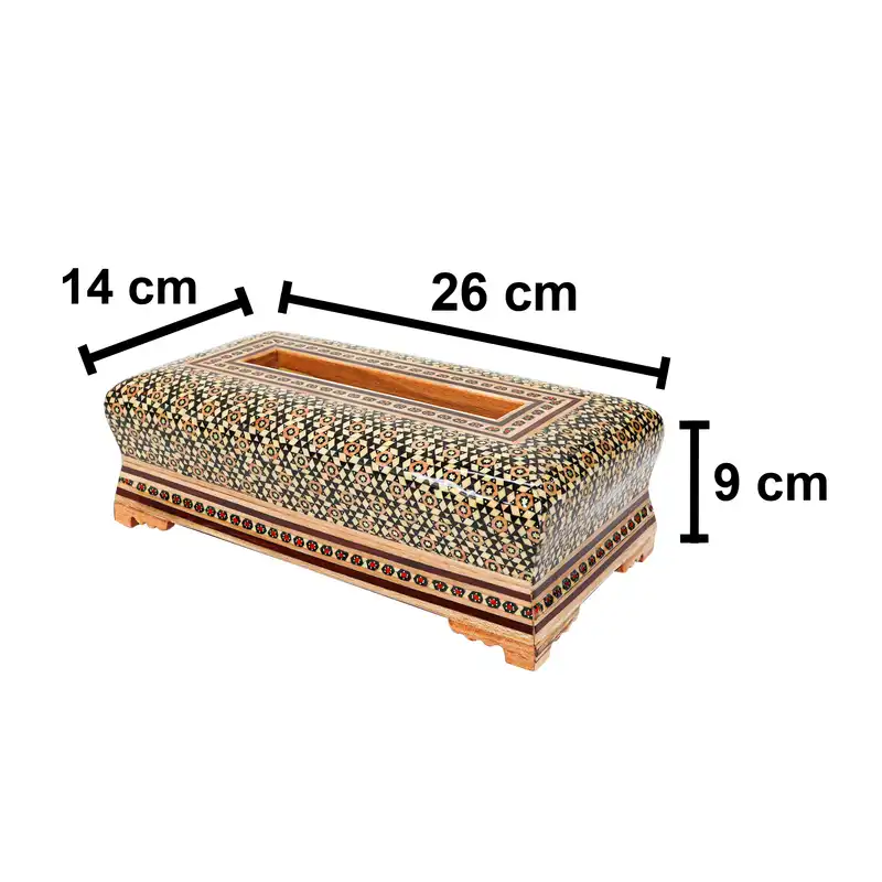 ست جعبه دستمال کاغذی و جعبه کارد و چنگال خاتم کاری مدل چوبین کد LQ6wire