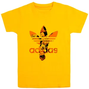 تی شرت آستین کوتاه بچگانه مدل میکی موس D10 رنگ زرد