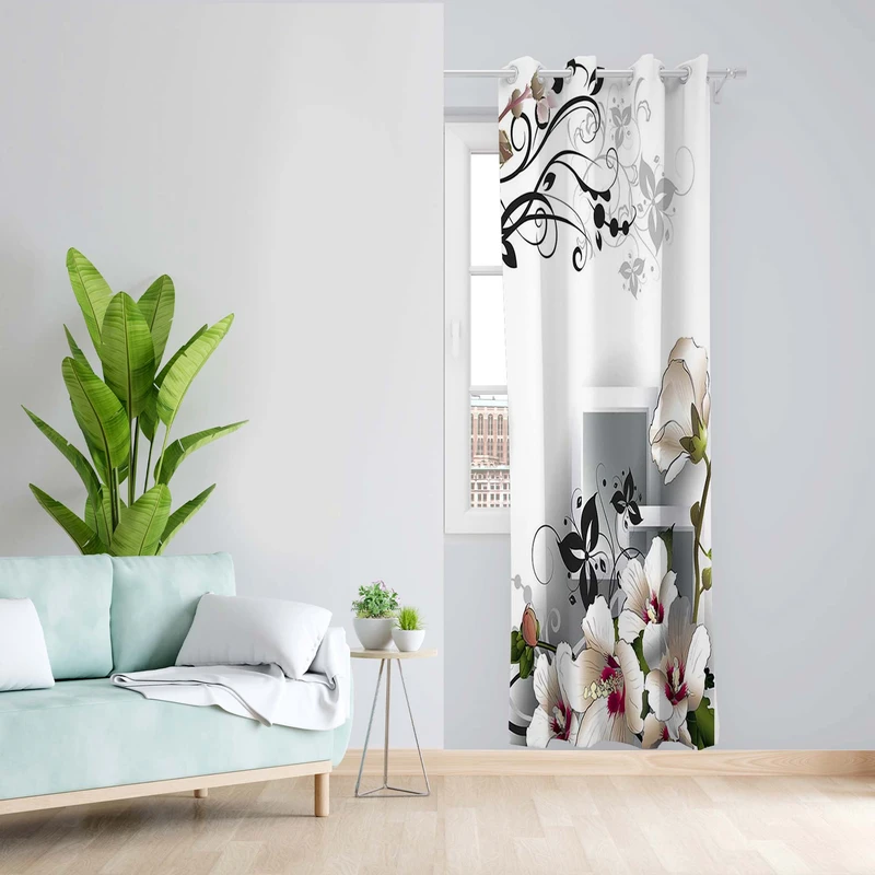 پرده طرح گل مدل مخمل پانچی کد 1777 z سایز 140x200 سانتی متر