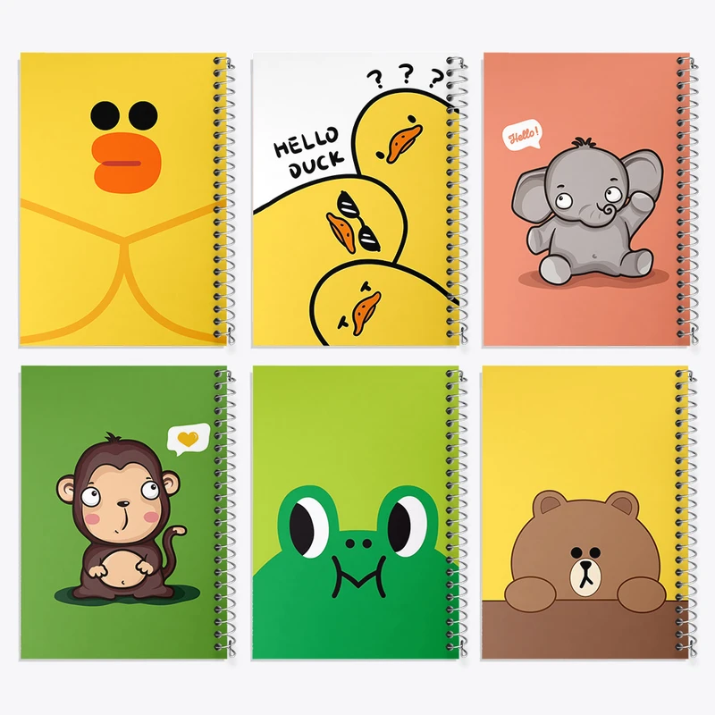 دفتر مشق 100 برگ خندالو طرح حیوانات کیوت کد 883 مجموعه 6 عددی