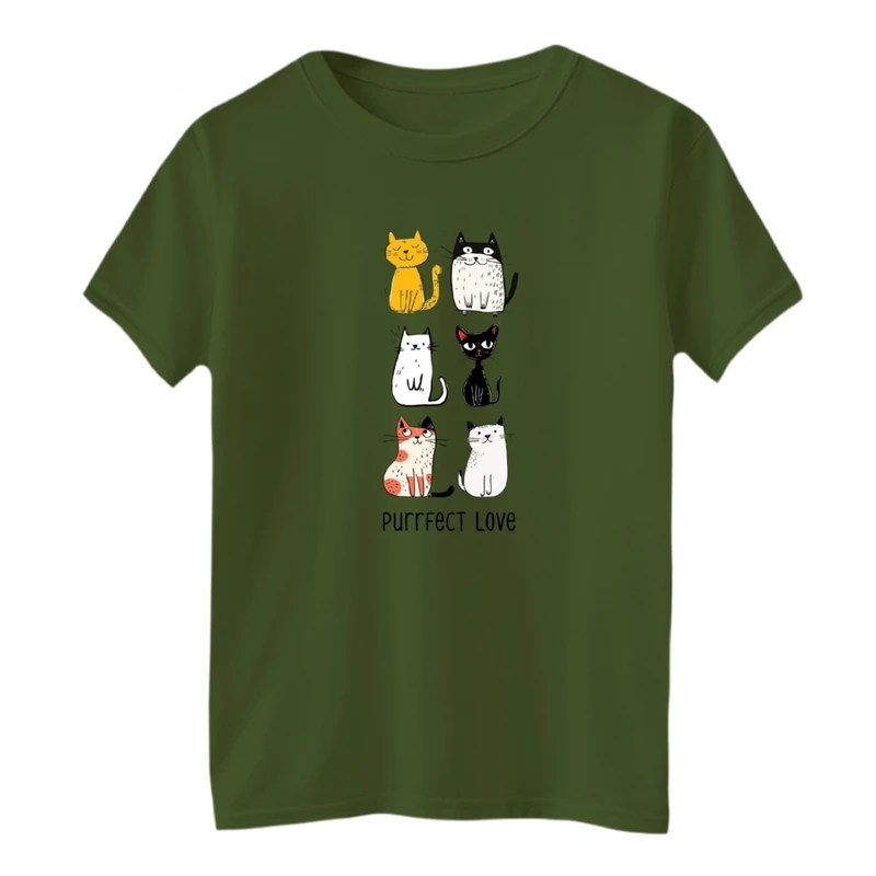 تی‌شرت لانگ آستین کوتاه بچگانه مدل گربه های عاشق