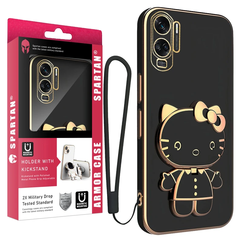 کاور اسپارتان مدل Kitty Strap مناسب برای گوشی موبایل آنر Honor 90 Lite به همراه بند