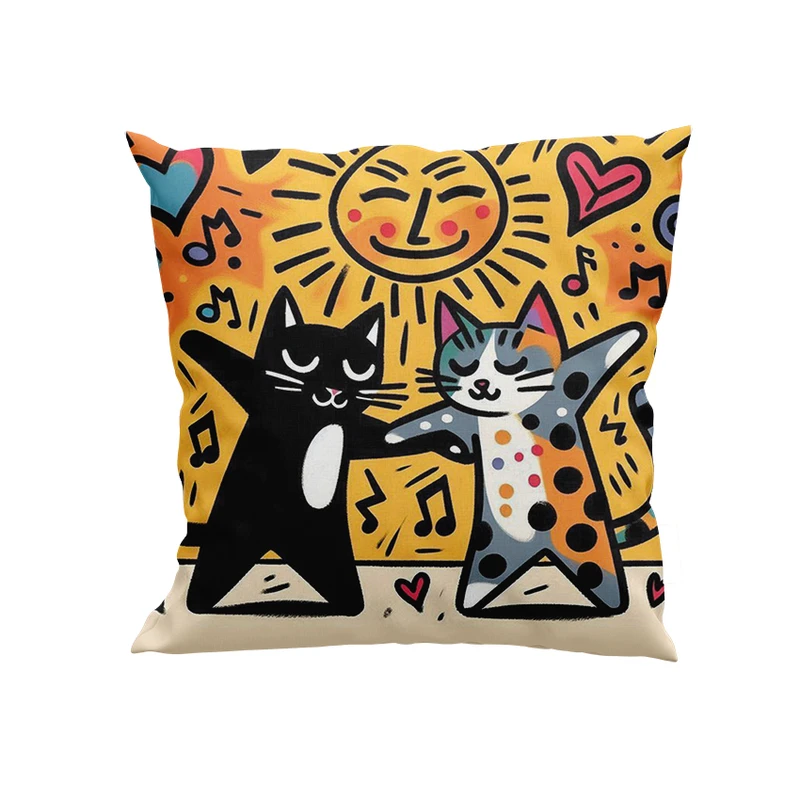 کوسن پاد آفرین مدل گربه ها و خورشید کد DKK1022