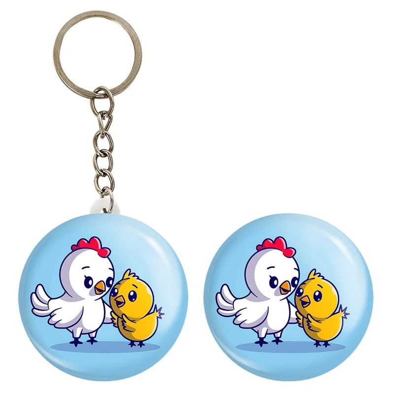 پیکسل خندالو مدل حیوانات بامزه مرغ و جوجه کد 29652 به همراه جاکلیدی