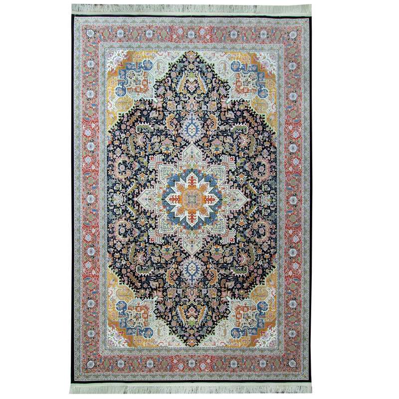 فرش ماشینی آذردکور طرح هریس 1200شانه  زمینه مشکی