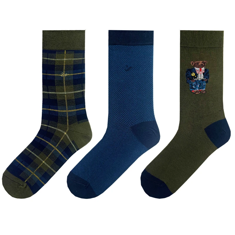 جوراب ساق بلند مردانه ال سون مدل خرس کد PH1116 مجموعه سه عددی