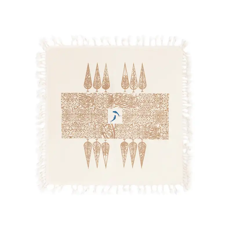 رومیزی چاپ دستی گدار مدل باغ کاشی