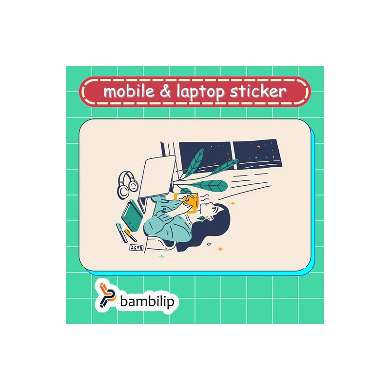 استیکر بامبیلیپ مدل کارت عابر طرح چای و منظره شبانه کد 3899444