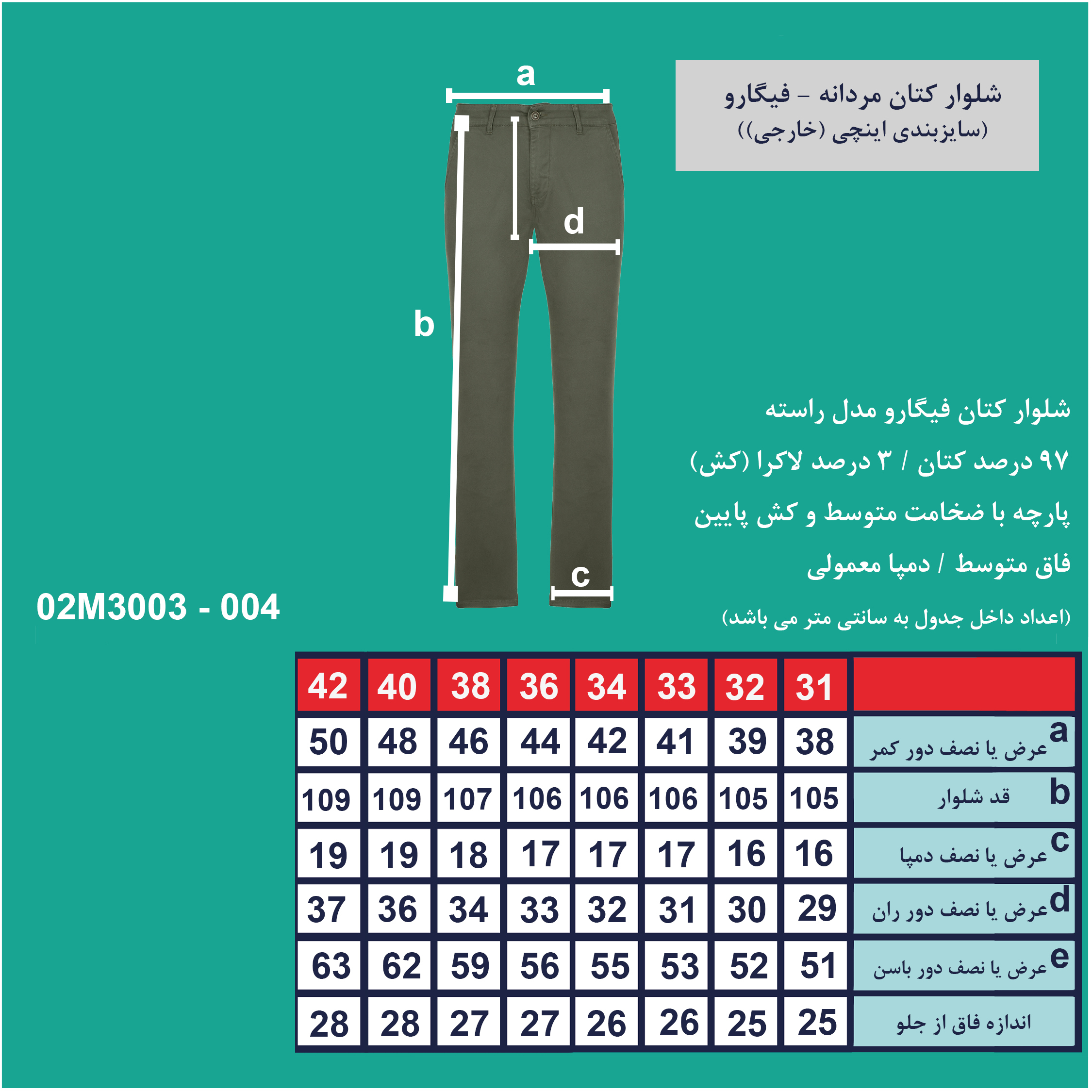 شلوار مردانه پاتن جامه مدل 123221010004564