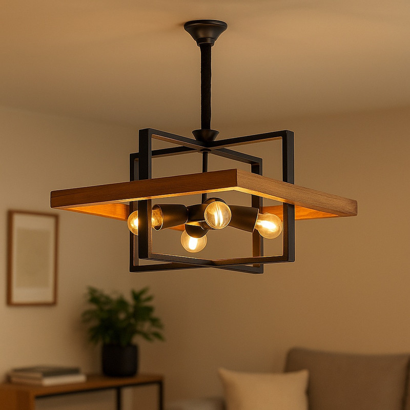 لوستر 4 شعله شاهان تک مدل WOOD 7