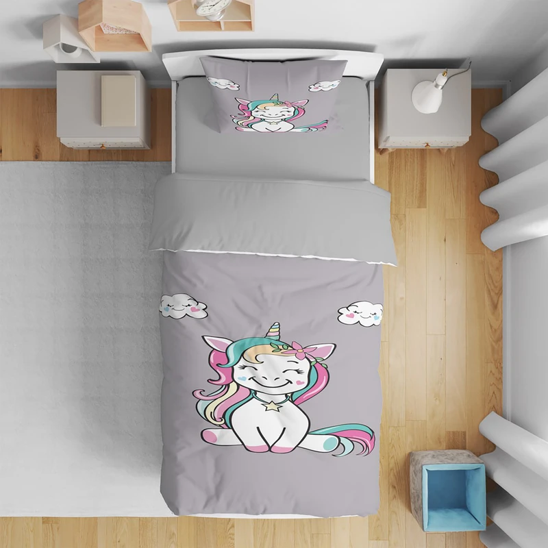 سرویس روتختی کودک مدل اسب تکشاخ 4489 یک نفره 5 تکه