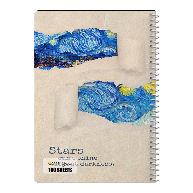 دفتر مشق 100 برگ سیمی کارنیکا طرح شب پرستاره فانتزی ون گوگ Fantasy Starry Night Van Gogh کد 49330