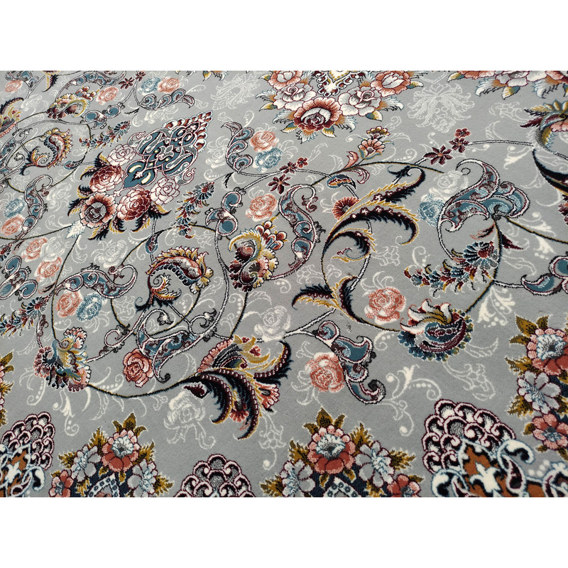 فرش ماشینی فرش مشهد مدل ستاره زمینه طوسی