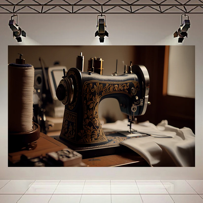  پوستر طرح چرخ خیاطی مدل میز کار کد PD130355