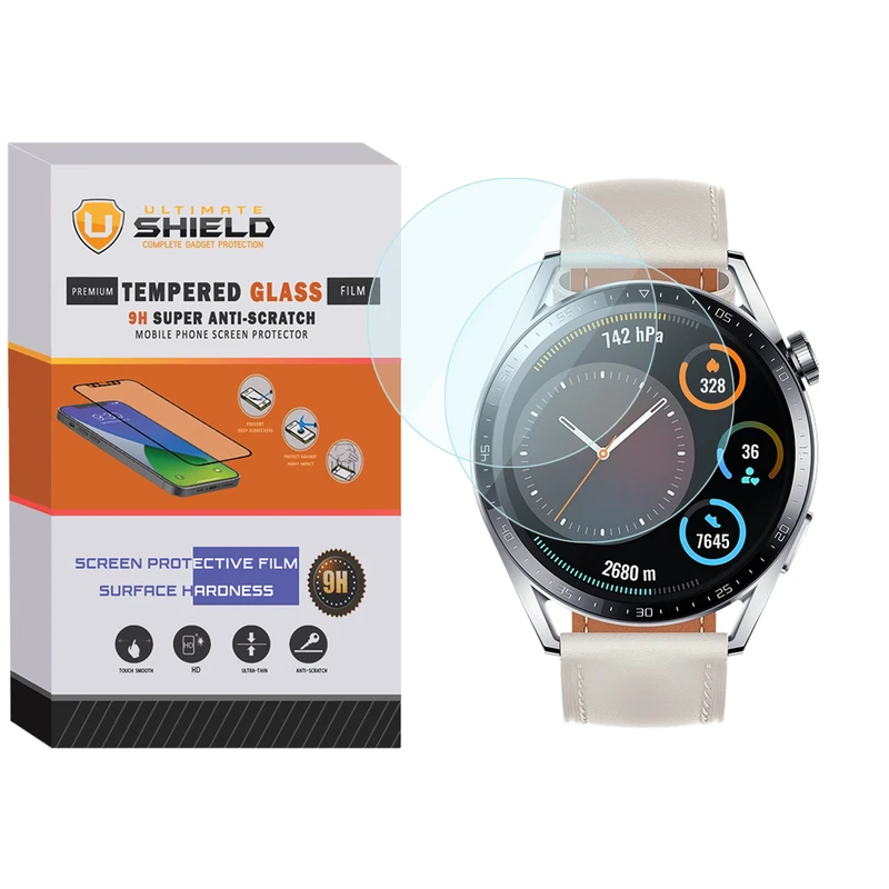 محافظ صفحه نمایش شیشه ای آلتیمیت شیلد مدل SH-UL مناسب برای ساعت هوشمند هوآوی GT3 46mm بسته دو عددی