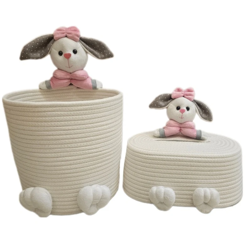 ست سطل و جادستمال کاغذی اتاق کودک لالیپاپ مدل خرگوش