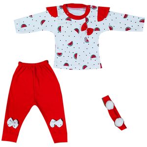 نقد و بررسی ست 3 تکه لباس نوزادی مدل یلدا طرح هندوانه کد M3 توسط خریداران