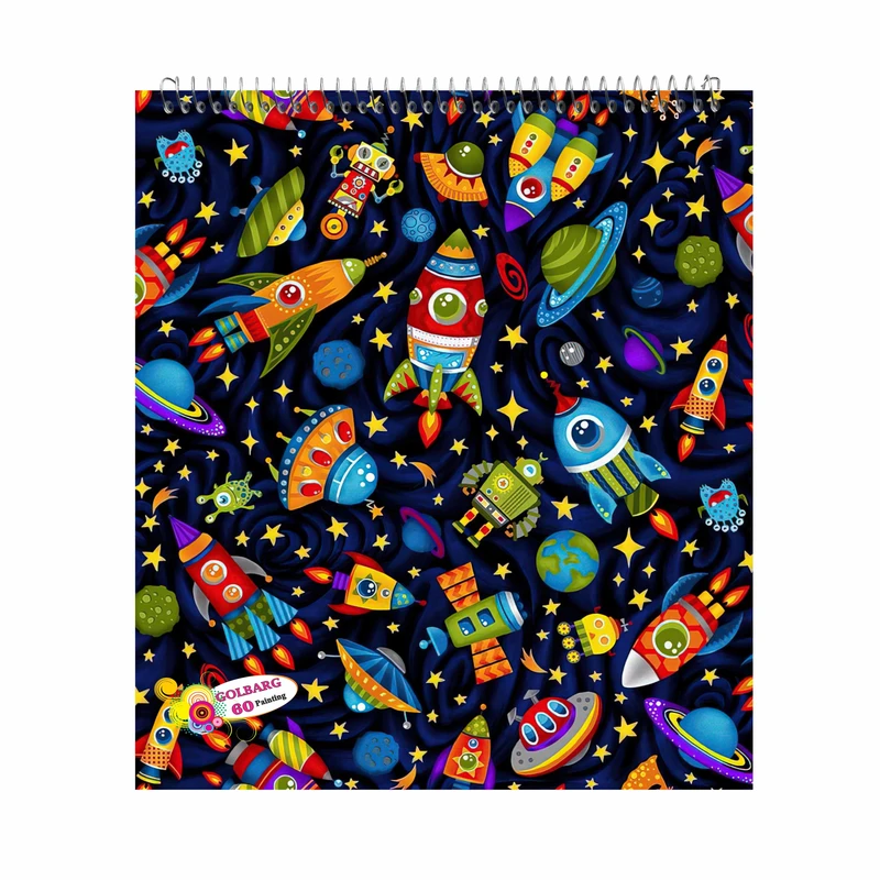 دفتر نقاشی 60 برگ گلبرگ طرح پسرانه فضایی  کد 1427