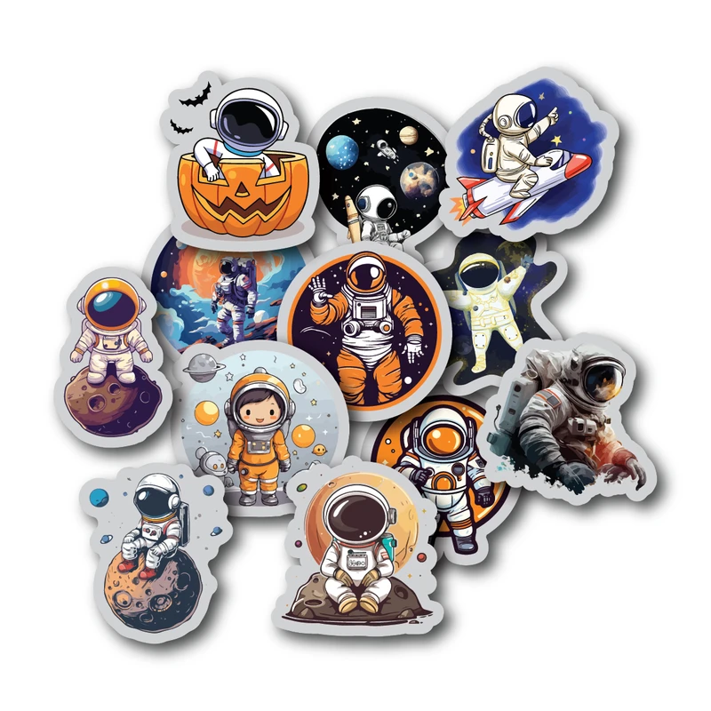 استیکر لپ تاپ و گوشی طرح فضانورد فانتزی مجموعه 12 عددی