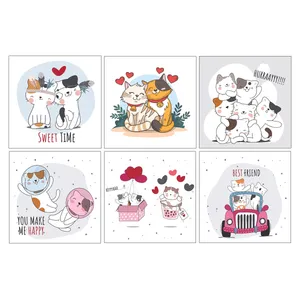 برچسب طرح گربه ها مدل HAPPY CAT مجموعه 6 عددی