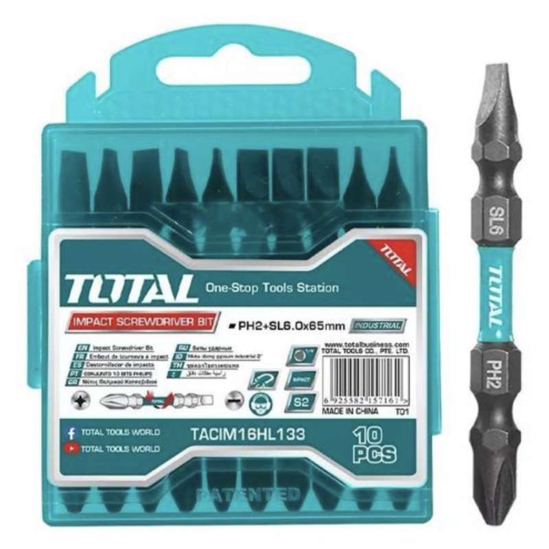 سری پیچ گوشتی یکسر چهارسو یکسر دو سو توتال مدل TACIM16HL133 بسته 10 عددی سری پیچ گوشتی یکسر چهارسو یکسر دو سو توتال مدل TACIM16HL133 بسته 10 عددی