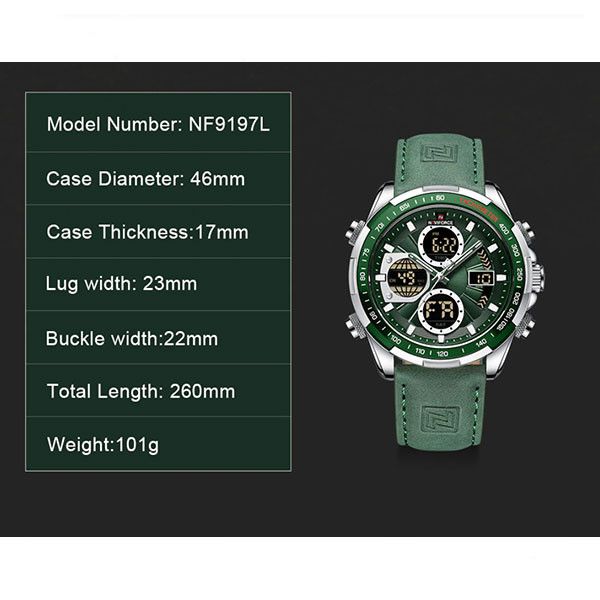ساعت مچی عقربه‌ای مردانه کوارتز نیوی فورس مدل NF9197L S/GN/GN