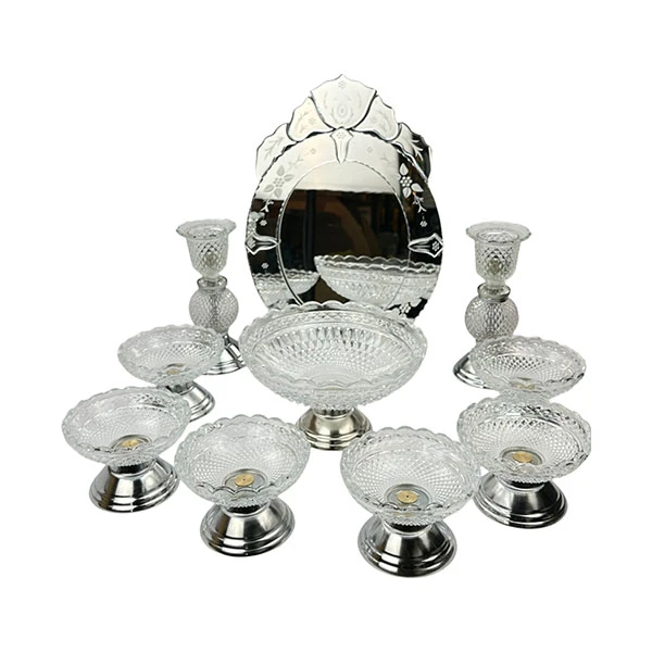 مجموعه ظروف هفت سین 10 پارچه مدل کروم و شیشه کد 10