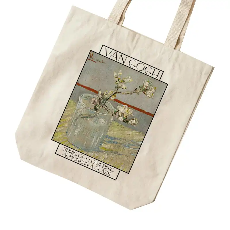 ساک خرید ترمه طراحان ایده مدل شکوفه بادام در لیوان از ونگوگ کد 0050 - S