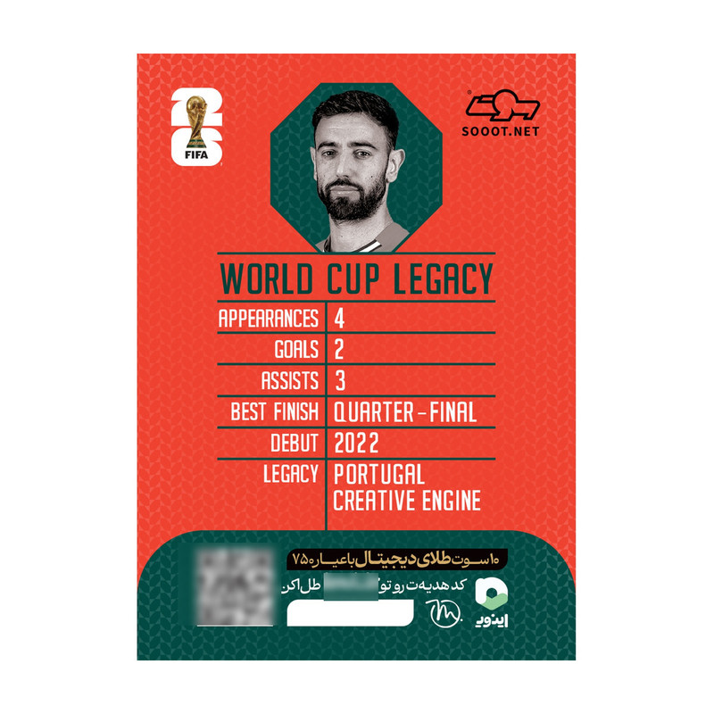 شمش طلای دیجیتال 18 عیار سوت مدل فرناندز FERNANDES طرح کارت فوتبالی جام جهانی 2026 کد SO10034026 - 3