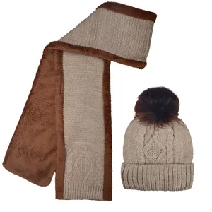 ست کلاه و شال گردن بافتنی بچگانه مدل P-74025
