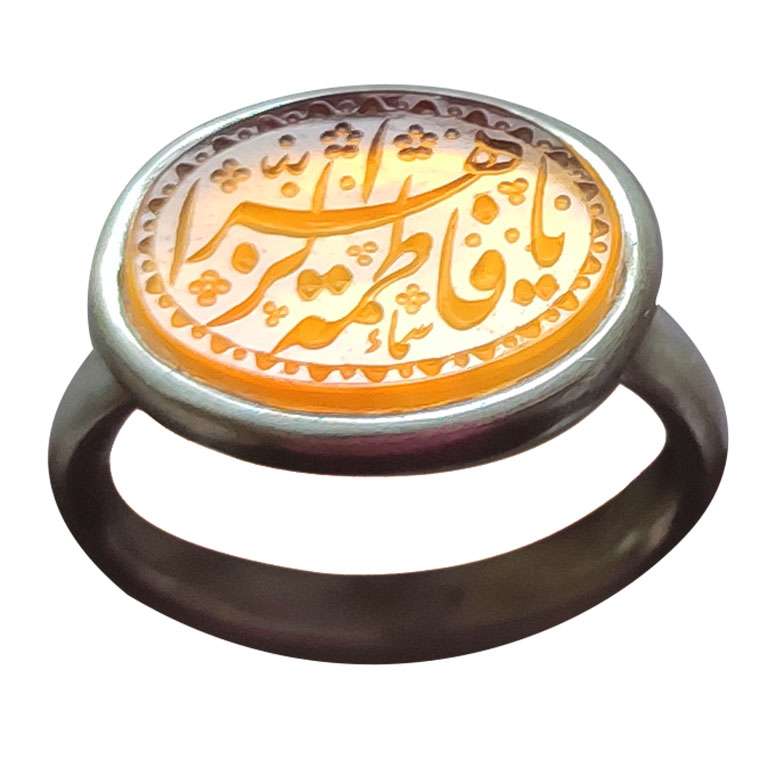 انگشتر نقره مردانه مدل عقیق پرتقالی طرح یا فاطمه کد 1400704
