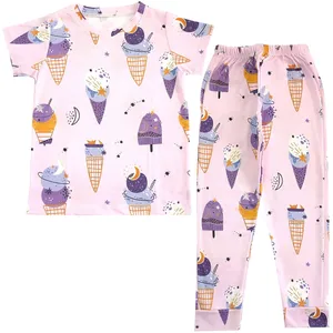 ست تی شرت آستین کوتاه و شلوار بچگانه مدل بستنی کد 4060