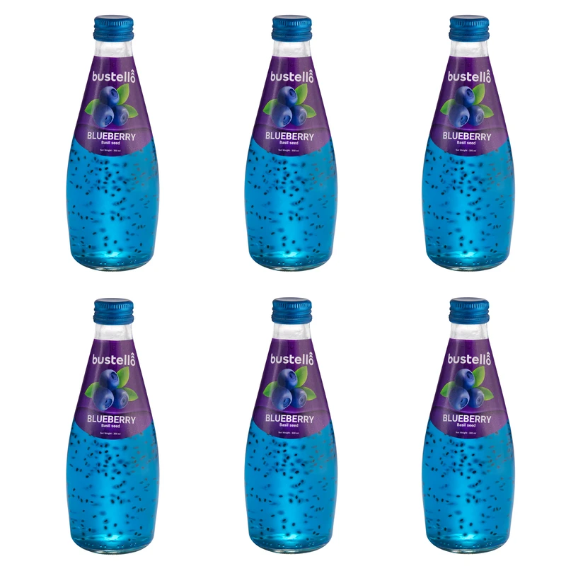 نوشیدنی تخم شربتی با طعم بلوبری باستلو - 300 میلی لیتر بسته 6 عددی